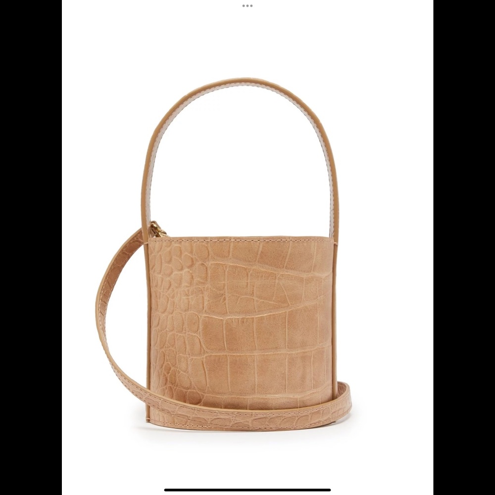 [Like New] Staud Bisset Mini Crocodile-Embossed Leather Bucket Bag
